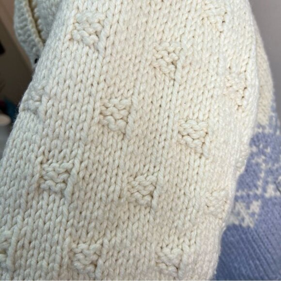 Vintage Handknit Cream & Blue Cardigan Cottagecore - Picture 7 of 16